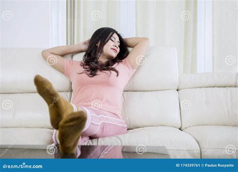 Woman Spreading Her Legs With Socks While Sleeping Stock Image Image Of Girl Interior 174339761