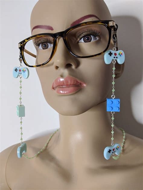 kawaii rosaire lunettes chaînes bleu geek gamer pastelgoth etsy canada