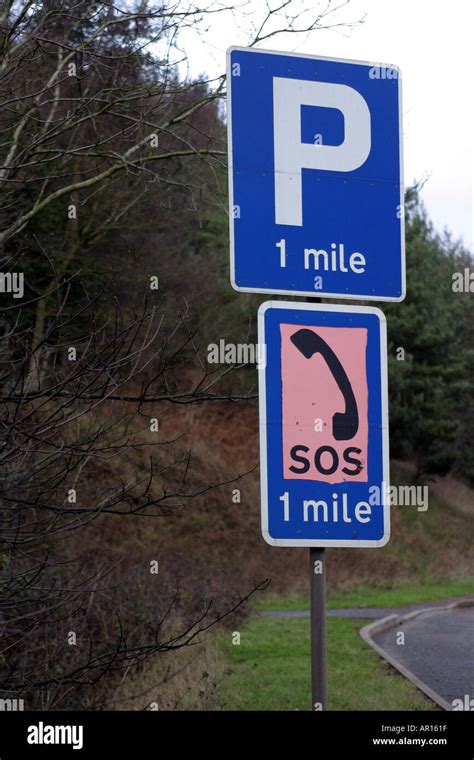 Parking Sign Near Layby In Wales Stock Photo Alamy