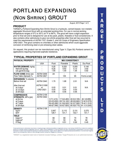 Grout Cement Data Sheet Pdf Concrete Building Engineering