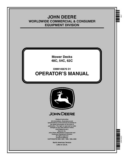 John Deere 48c 54c 62c Mower Decks Omm146676 Operation And Maintenance