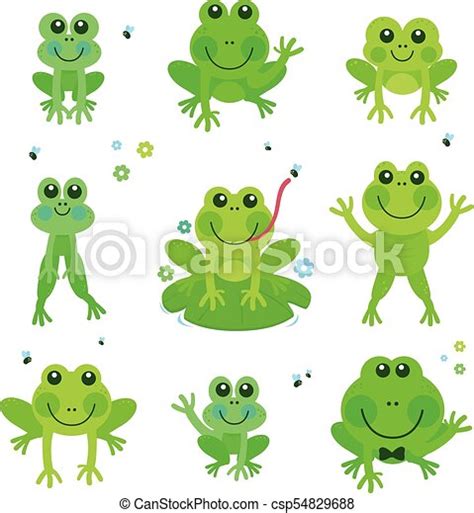 Vecteur Collection Mignon Grenouilles Toads Illustration Canstock