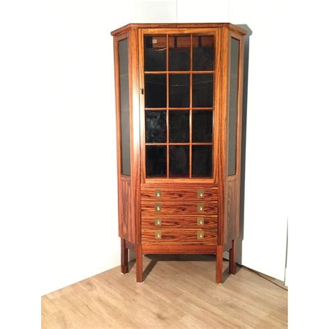 Shop our selection of display curio cabinets for any wall or corner. Bruksbo Mid Century Modern Corner Rosewood Curio Cabinet ...