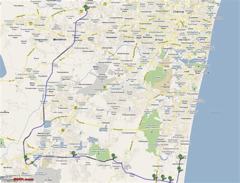 The distance between hyderabad to chennai via this route is about 700 km and takes nearly 14 hours and 30 minutes. Chennai route map - Route map Chennai (Tamil Nadu - India)