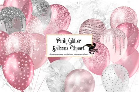Pink Glitter Balloons Clipart Graphic By Digital Curio · Creative Fabrica