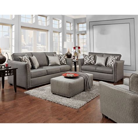 Sofa Trendz Brice Grey Chenille Sofa And Loveseat Set Of 2 Free