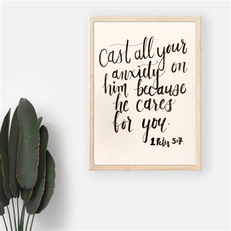 A4 Calligraphy Bible Verse Print Wall Decor 1 Peter 57 Etsy