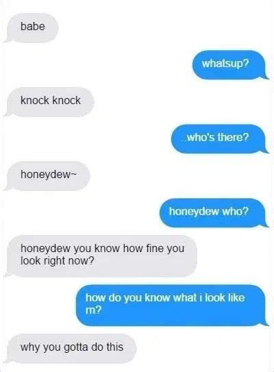 Try these knock knock jokes out and see how things pan out! Flirty Knock Knock Pick Up Lines and Jokes | Pick up lines ...