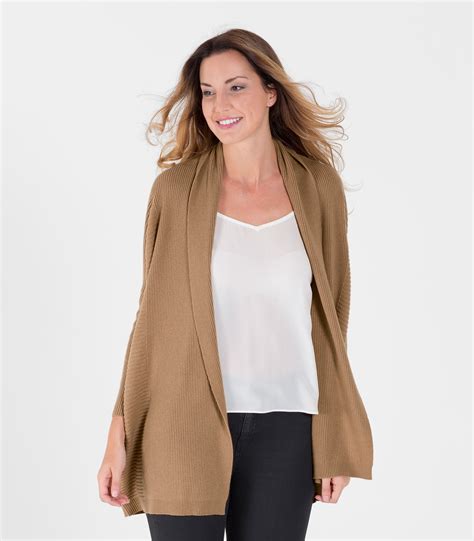 Camel Womens New Cashmere And Merino Relaxed Rib Cardigan Woolovers Uk