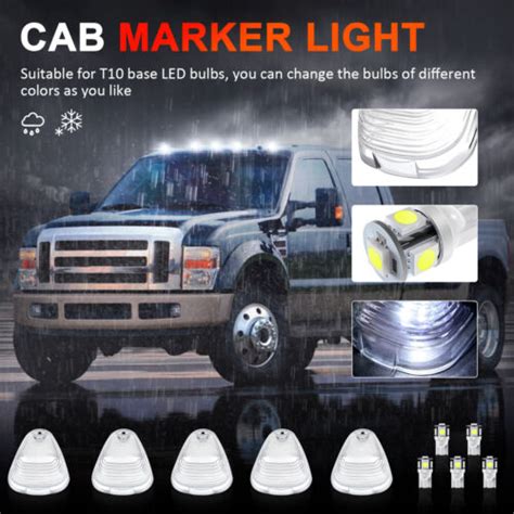 5pcs Clear Cab Roof Running Marker Lights 5x Led Bulb For 99 11 Ford