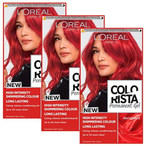 3 Pack L'Oreal Paris Colorista Hair Colour Long-Lasting Permanent Gel 