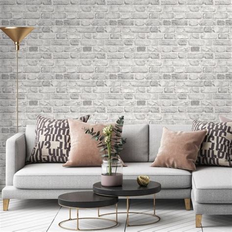 Battersea Brick Wall Effect Wallpaper Grey With Images