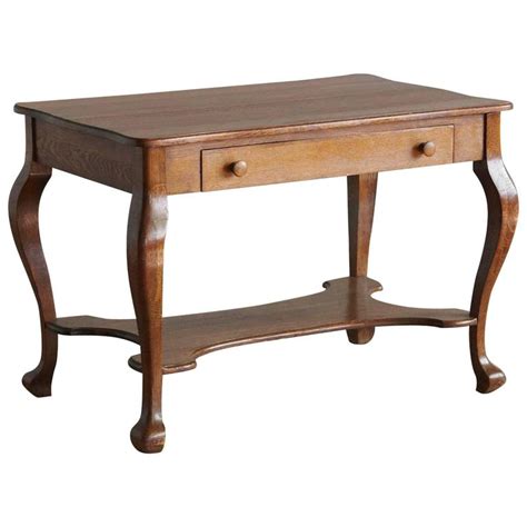 Solid Antique Oak Quartersawn Larkin Library Table With Drawer For Sale