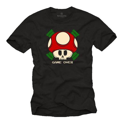 Makaya T Shirt Herren Gamer Motiv Mario Game Over Computer Geschenke