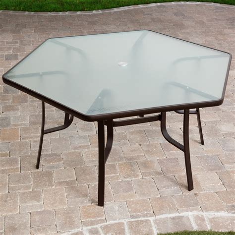 Backyard relaxation isn't complete without a nice patio table. Nifty Hexagon Patio Table Replacement Glass Bd On Stunning ...