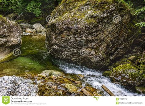 Mountain River Among The Rocks With Crystal Water Stock Photo Image