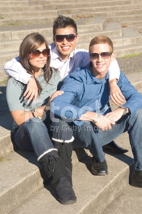 Three Friends Hanging Out Stock Photo Royalty Free Freeimages