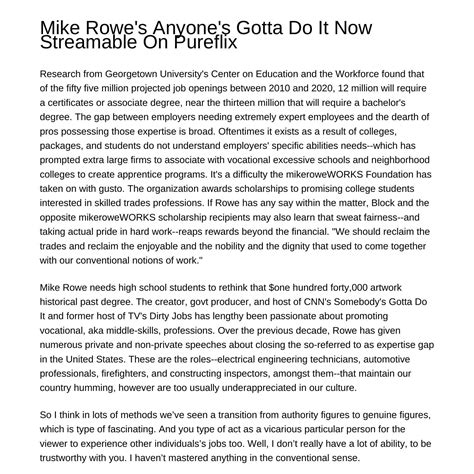 H Mike Rowes Anyones Gotta Do It Now Streamable On Pureflixh Jxedw Pdf