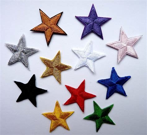 Star Patches Applique Embroidered Pretty Colours Iron On Or Sew On Ebay