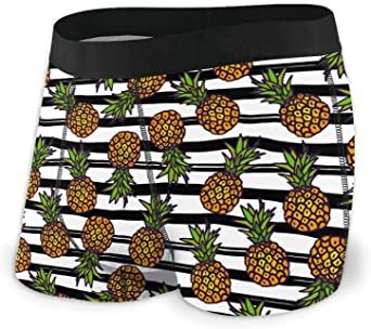 Pineapple On Strips Mens Underwear Breathable Boxer Brief Soft