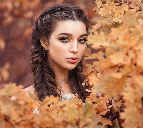 ღ autumn girl brunette braids hd wallpaper pxfuel