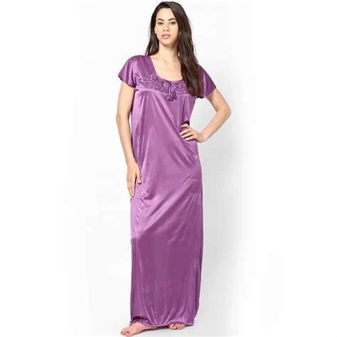 Purple Ladies Plain Satin Nightgown Rs 50 Piece Aarohi Textiles Id