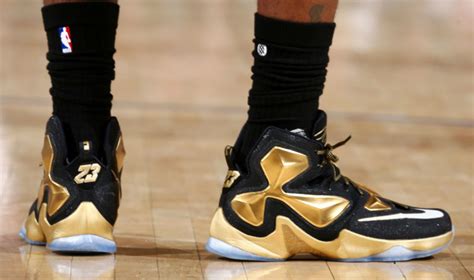 But once you put the shoe on, you're locked in. NIKE LEBRON - LeBron James Shoes » King James Wears Pure Gold LeBron 13 PE in Win at MSG