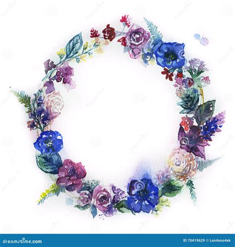 Watercolor Flower Wreath Stock Illustration Illustration Of Anemones