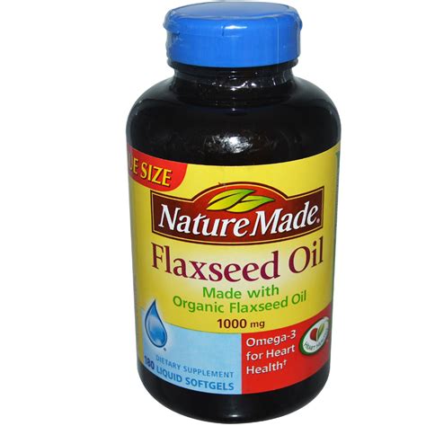 Nature Made Flaxseed Oil Organic 1000 Mg 180 Liquid Softgels Mega Vitamins