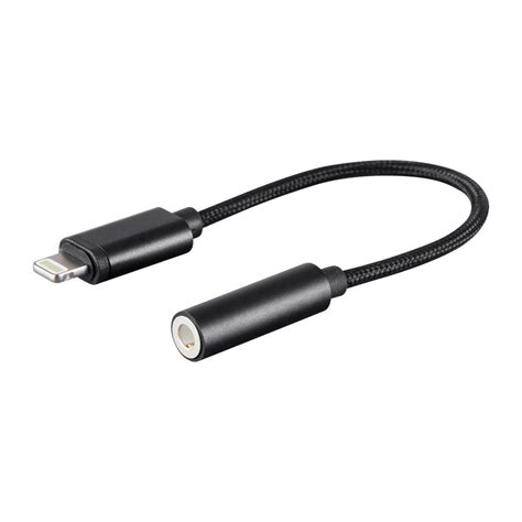 Monoprice Mfi Certified Lightning To 35mm Audio Adapter Black Nylon