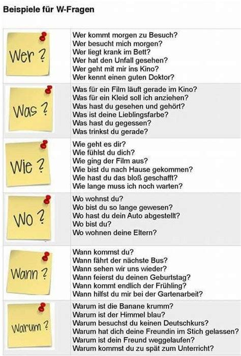 BEISPIELLFÜR -W-FRAGEN - Deutsch - Viel Spass | German grammar, German