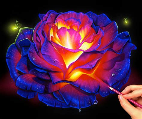 Morgan Davidson Illustration Realistic Rose Drawing Color Pencil