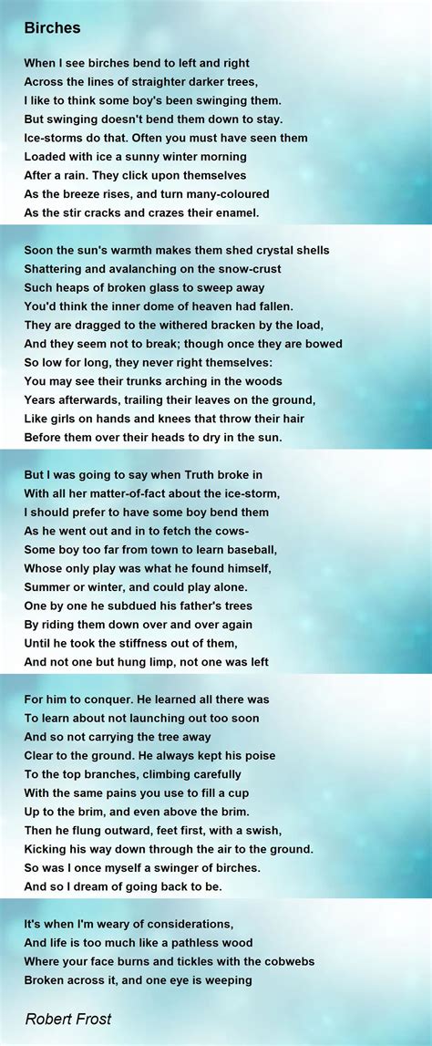 Birches Poem By Robert Frost Poem Hunter