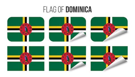 Premium Vector Dominica Flag Labels Stickers Set Vector Illustration
