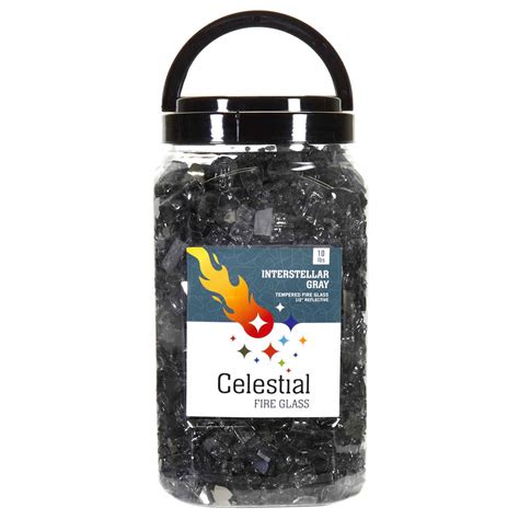 Tempered Fire Glass 1 2 Interstellar Gray Reflective 10 Lb Jar