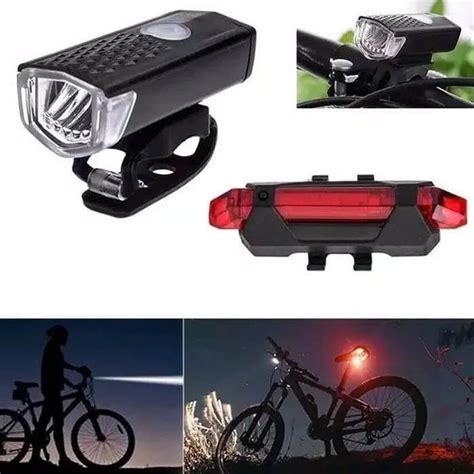 Paket Lampu Sepeda Led Light Depan Belakang Usb Rechargeable