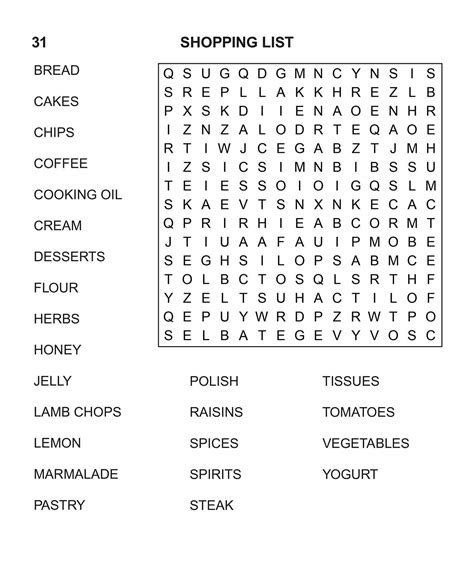 Large Print Printable Word Search Puzzles