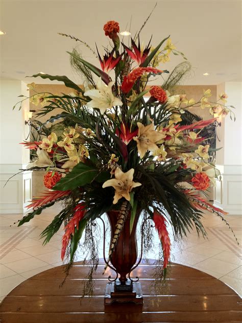 silk floral in hotel lobby large floral arrangements fall flower arrangements large flower