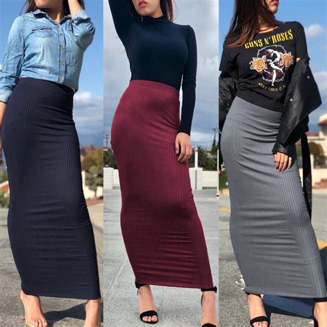 2019 abaya dubai arabic muslim high waist knitted pencil bodycon skirt dress women long skirts