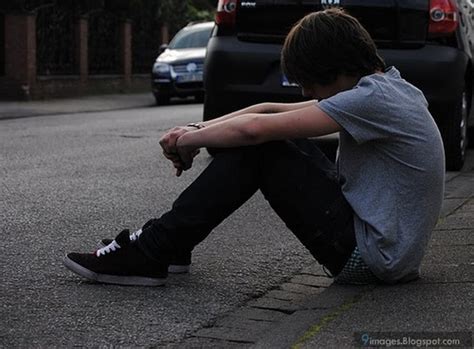 Sad Alone Boy Depressed Broken Heart On Road