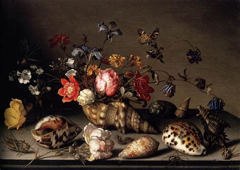 Still Life Of Flowers Shells And Insects Still Life Painting Dutch