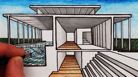 How To Draw A House In 1 Point Perspective Sectional Perspective A