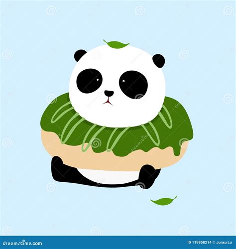 Vector Illustration A Cute Cartoon Giant Panda Is Sitting On The