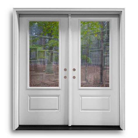 Pre Hung Fiberglass Double Doors 3qtr Clear Primed White Home