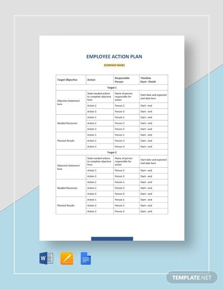 Employee Action Plan Template 14 Free Word Excel Pdf Format Download