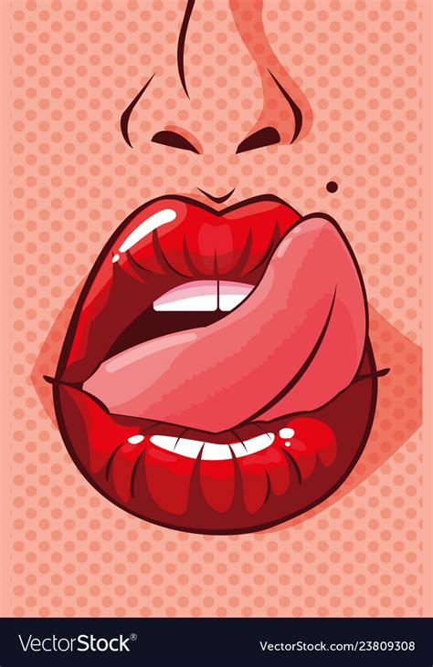 Sexy Woman Mouth With Tongue Out Pop Art Style Vector Image Free Hot Nude Porn Pic Gallery