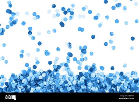 Blue Confetti Background Flat Lay Style Festive Concept Stock Photo