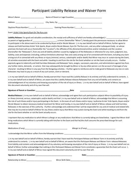 images  sports liability waiver form template