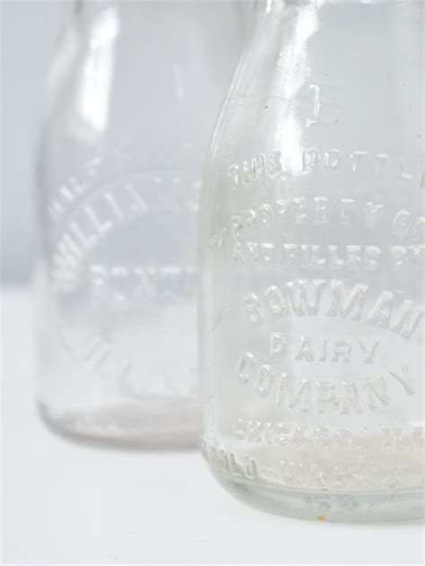 Vintage Set Of 3 Clear Glass Milk Bottles For Vases Or Unique Etsy