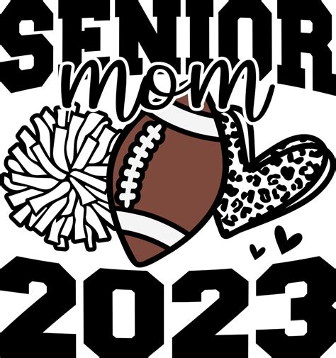 Senior Football Mom 2023 Svg • Leopard Heart Graduation T Shirt Design Svg